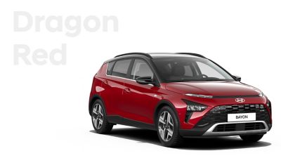 De carrosseriekleuren voor de Hyundai BAYON, de nieuwe, compacte crossover-SUV: Dragon Red Mica.