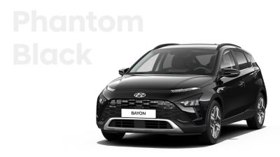 Las diferentes opciones de color del nuevo SUV crossover Hyundai BAYON: Phantom Black Pearl.