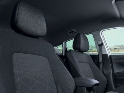 The generous headroom inside the Hyundai BAYON compact crossover SUV.