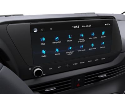 The 10.25" centre touchscreen in the all-new Hyundai BAYON compact crossover SUV.