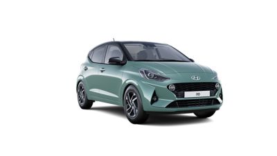 The various exterior color options for the Hyundai i10: Mangrove Green Pearl.