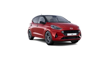 The various exterior color options for the Hyundai i10: Dragon Red Pearl.