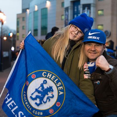 A picture of Chelsea FC supporter Adam, who has seen matches in 19 different countries.