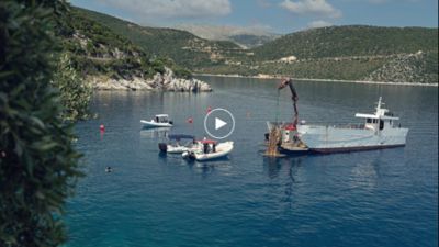 A bay in the greek island of ithaka from above