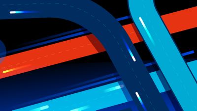 colorful graphic of a highway intersection