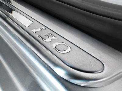 The Hyundai i30 Wagon stainless steel entry guards accessory.