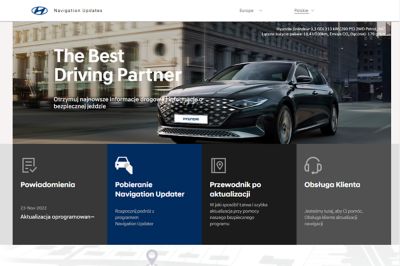 The homepage of the Hyundai Navigation Update Portal.