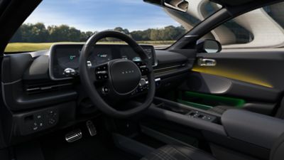 The elegantly black interior design of the new all-electric Hyundai IONIQ 6.