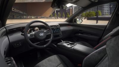 Detail of the all-new Hyundai TUCSON Plug-in Hybrid N Line driver side interior.