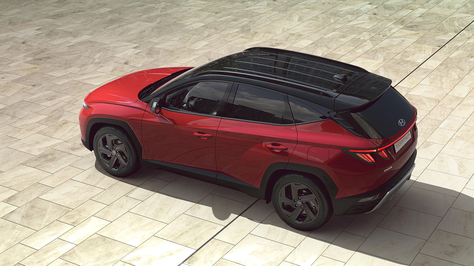 Hyundai TUCSON Plug-in Hybrid in Engine Red top view