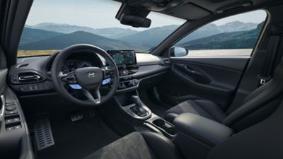 View of the cockpit inside the Hyundai i30 Fastback N