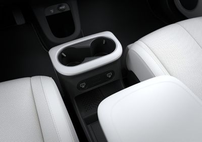 The sliding centre console in the cockpit of the Hyundai IONIQ 5 electric midsize CUV.