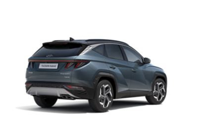 The all-new Hyundai Tucson Hybrid compact SUV pictured from the side with its sporty look.