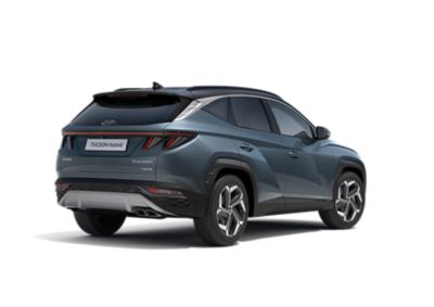 Afbeelding van de verchroomde accentlijn van de Hyundai TUCSON Hybrid.