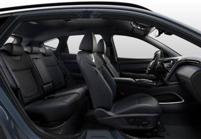 Zväčšený vnútorný priestor v zadnej časti nového SUV Hyundai TUCSON.