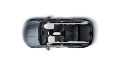 Airbags positioned in the Hyundai TUCSON shown from an top view.