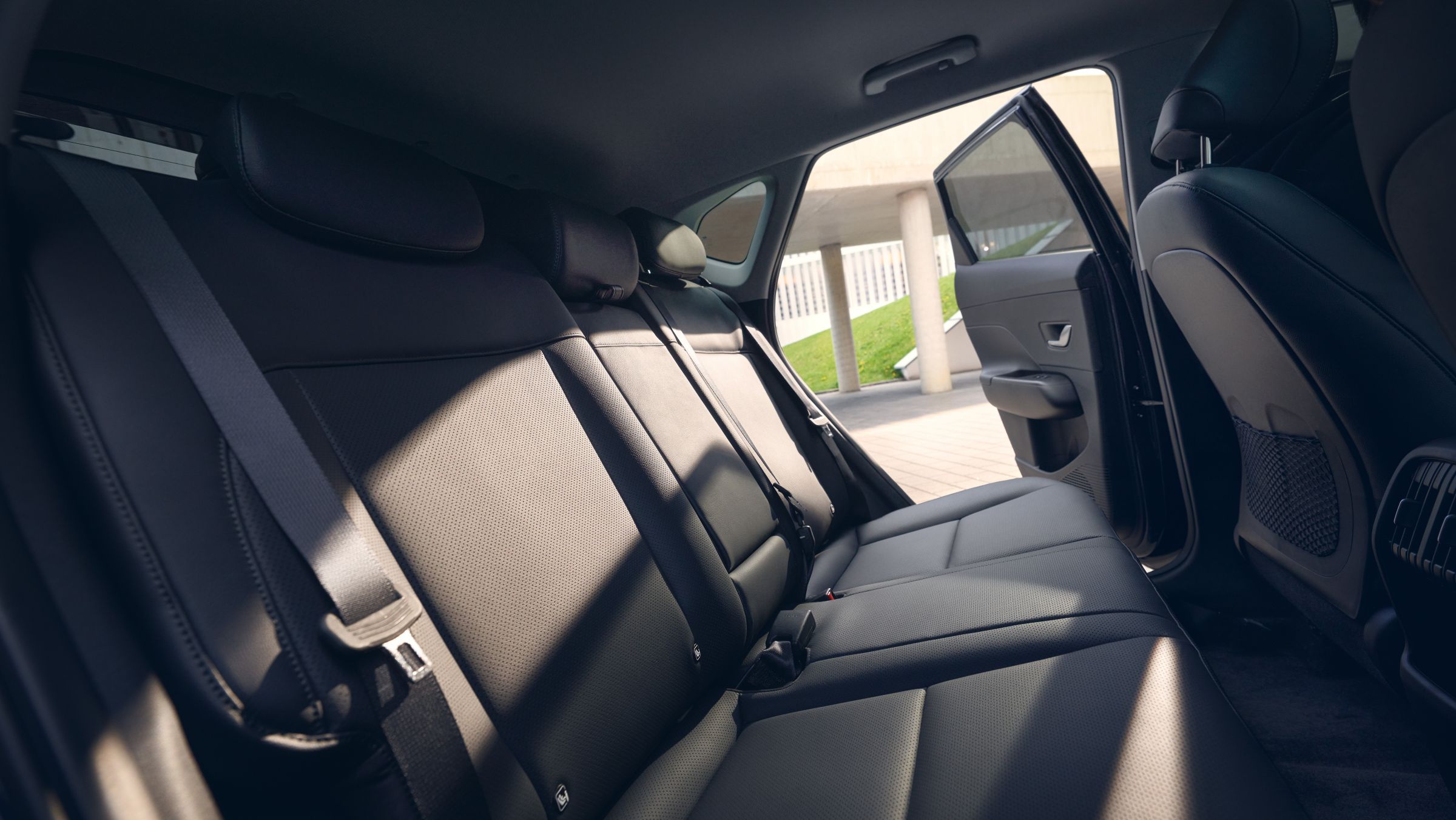 Inside view of the Hyundai KONA SUV with its heated and ventilated seats.