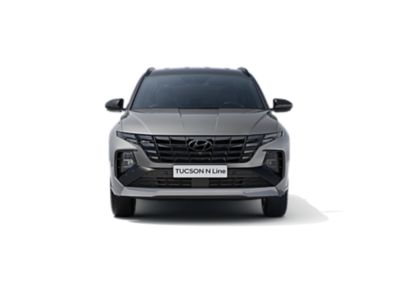 The Hyundai TUCSON Plug-in Hybrid N Line in shadow gray, seen from the front.