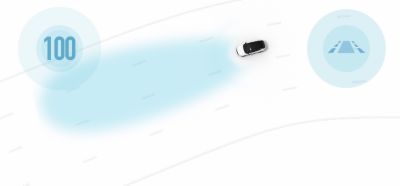 The Hyundai Smart Sense Navigation-based Smart Cruise Cotrol system.