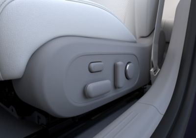 Commandes des sièges avant multi-confort réglables selon 8 positions sur Hyundai IONIQ 6.