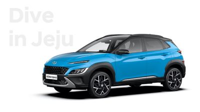 The new great variety of colour options of the new Hyundai Kona Hybrid: Dive in Jeju.