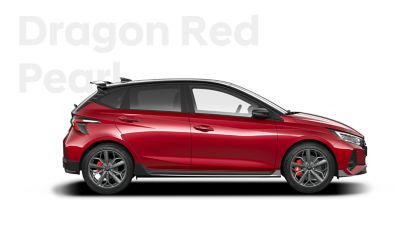 Nouvelle Hyundai i20 N dans sa teinte Dragon Red.