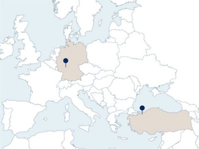 Et europakart som viser plasseringen til Hyundais fabrikker og utviklingssenter i Europa. Grafikk.