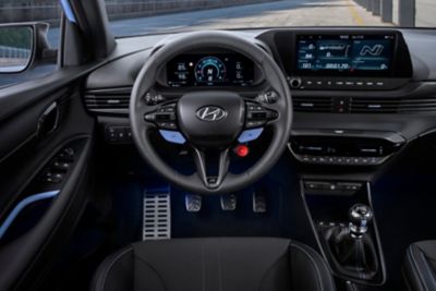 The interior driver seat of the Hyundai i20 N.