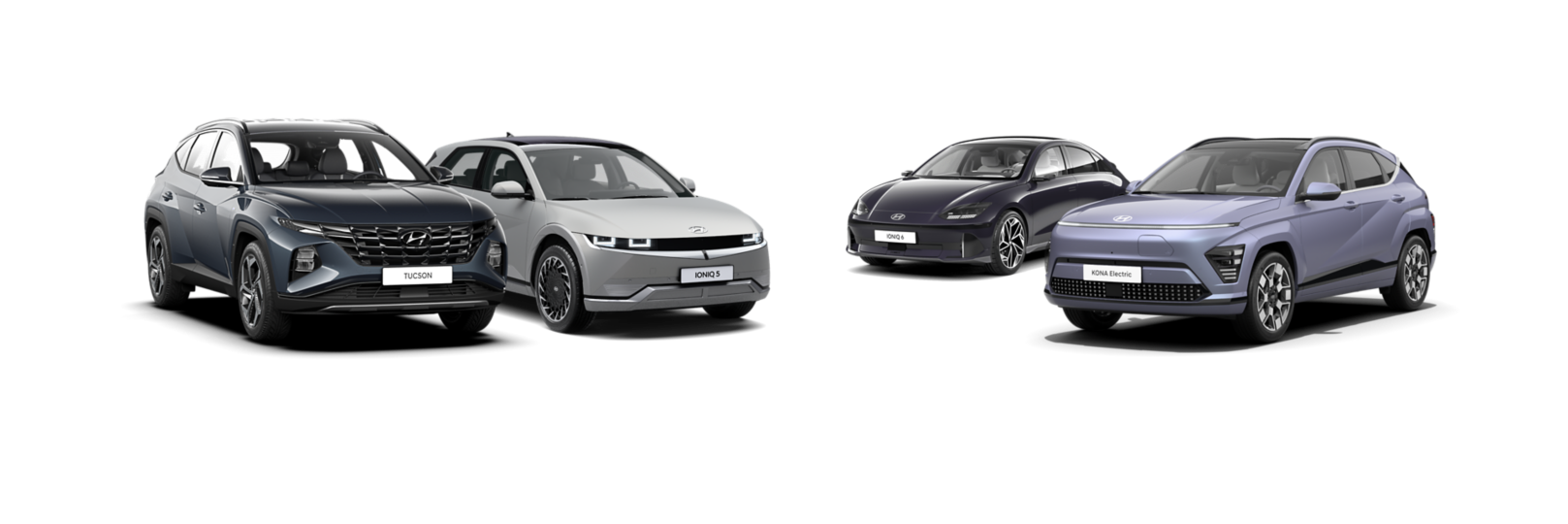 Hyundai vehicle range of TUCSON; BAYON; KONA Electric and SANTA FE
