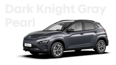 The Hyundai KONA Electric with the exterior colour Dark Knight Grey Pearl.