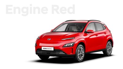 The Hyundai KONA Electric with the exterior colour Engine Red.