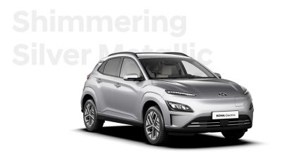 The Hyundai KONA Electric with the exterior colour Shimmering Silver Metallic.