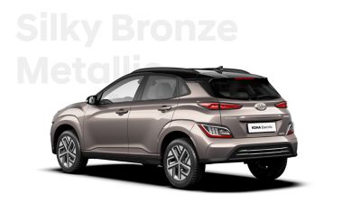The Hyundai KONA Electric with the exterior colour Silky Bronze Metallic.