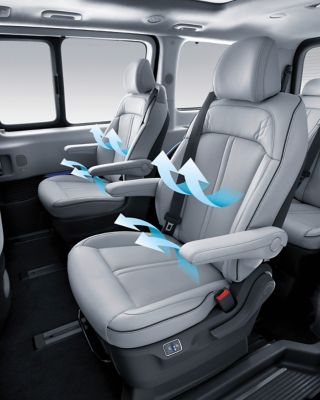 I nuovi sedili ventilati della prima e della seconda fila di STARIA offrono comfort a qualsiasi passeggero