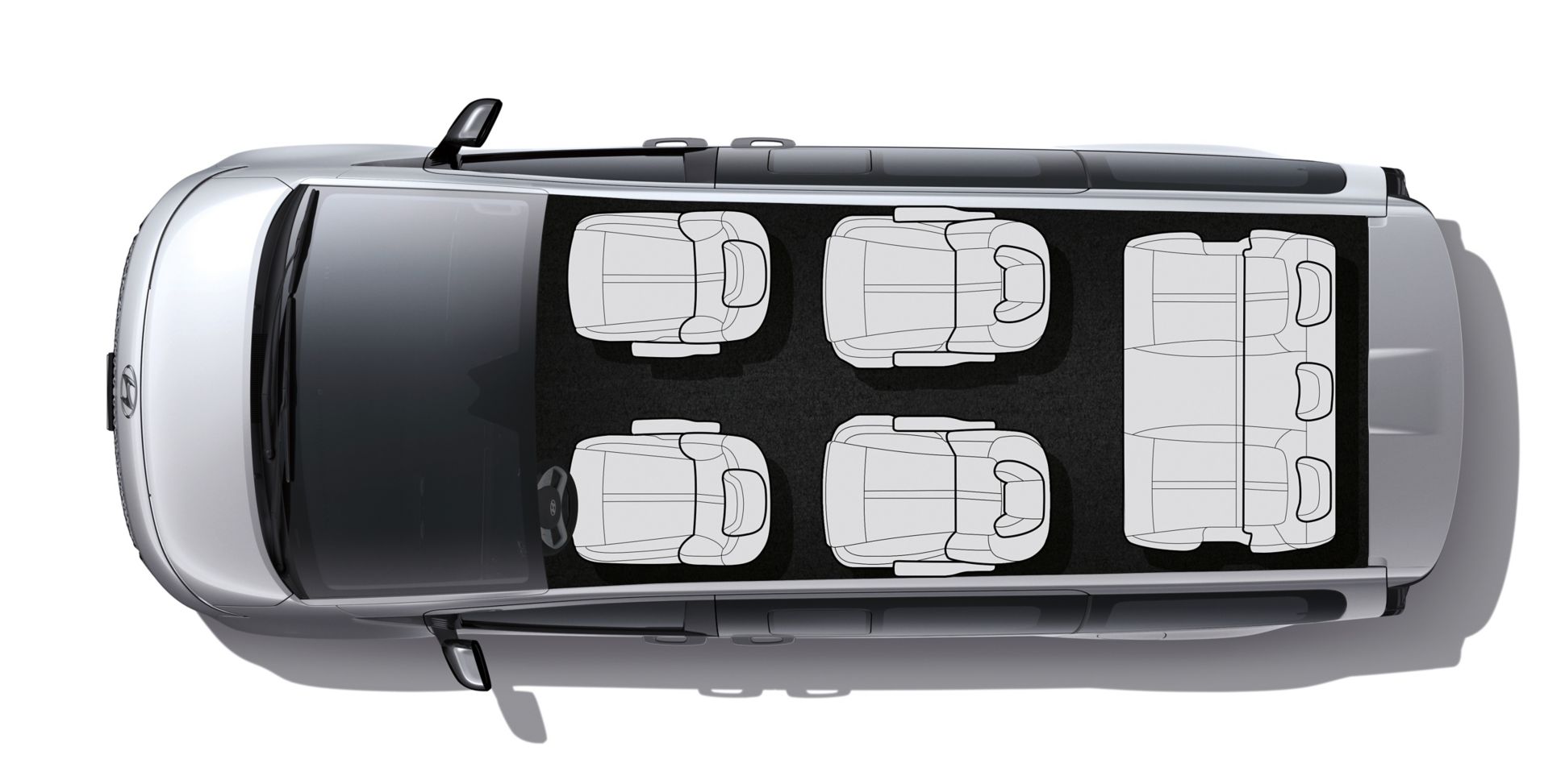 Topview of the Hyundai Staria 7 seats