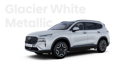 The exquisite exterior colours of the Hyundai SANTA FE Hybrid: Glacier White Metallic.