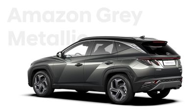 The different color options for the all-new Hyundai Tucson Hybrid compact SUV: Amazon Grey Metallic.