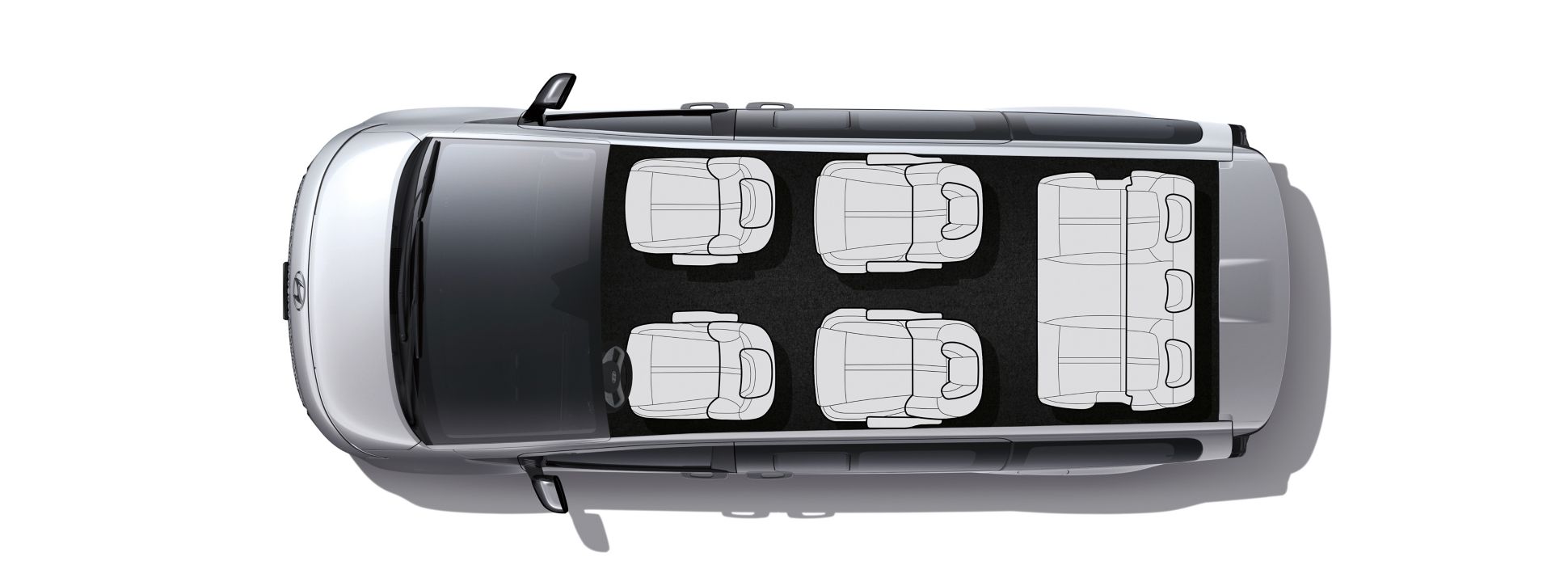 Topview of the Hyundai Staria 7 seats