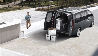 A view of the Hyundai STARIA Van multi-purpose vehicle's ample cargo space. 