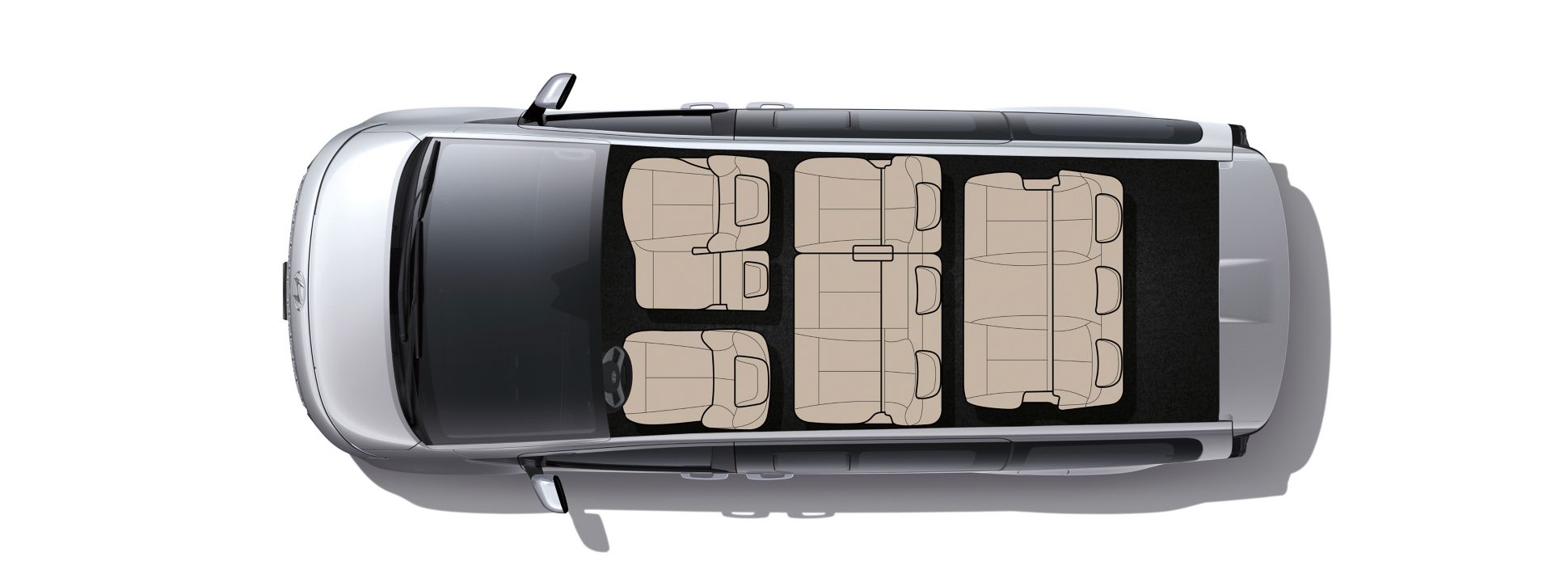 Vista dall'alto della disposizione dei sedili della Hyundai Staria 9