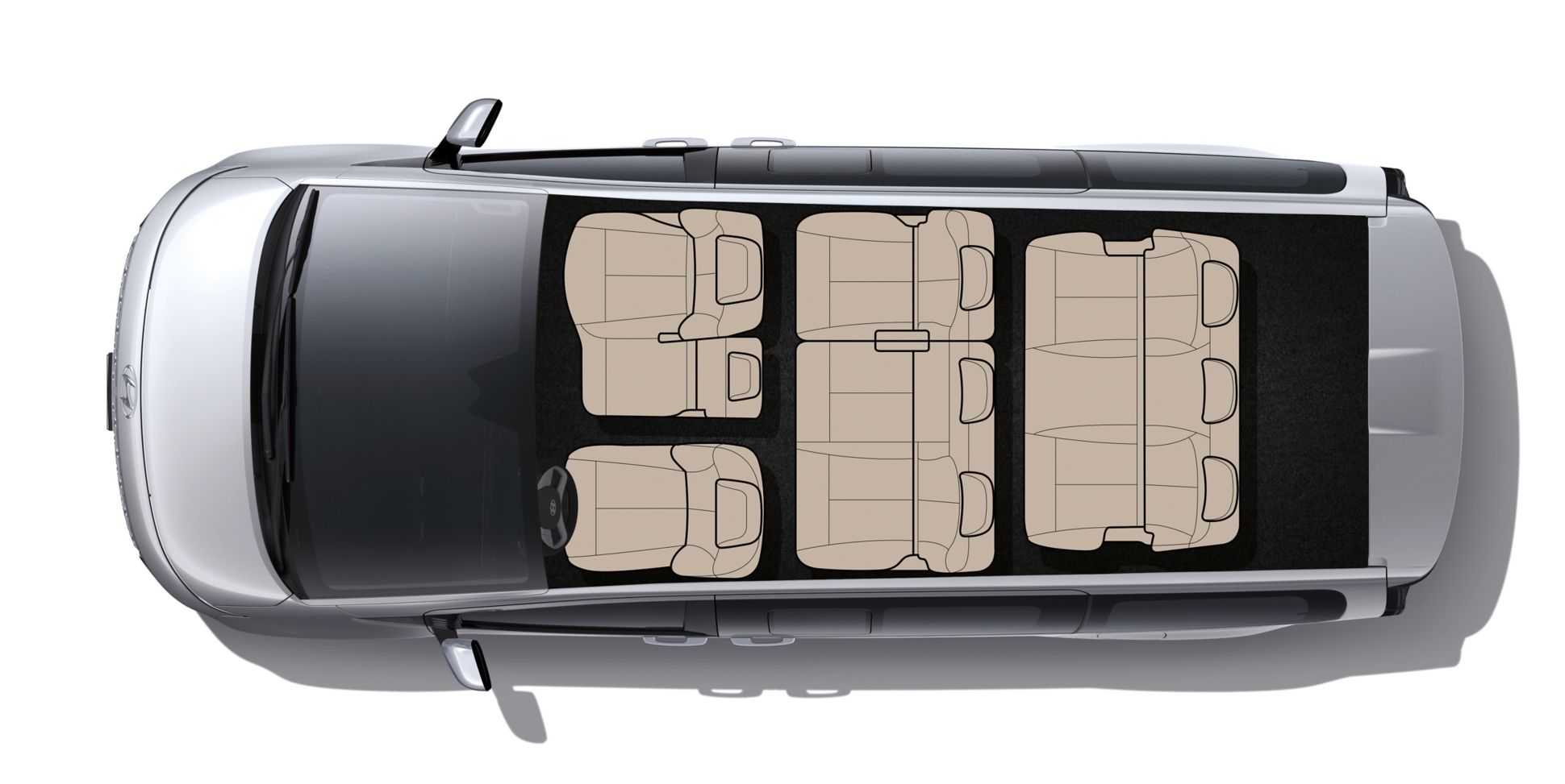 Topview of the Hyundai Staria 9 seating arrangement