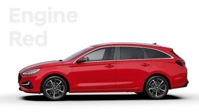  The Hyundai i30 Wagon in the colour Engine Red.