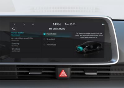 Schermata modalità di guida per regolare la potenza di Hyundai IONIQ 6