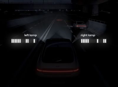 La tecnologia LED di Hyundai IONIQ 6 e l’illuminazione ridotta verso le altre corsie