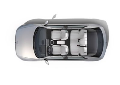 L'interno del crossover SUV 100% elettrico Hyundai IONIQ 5 visto dall'alto