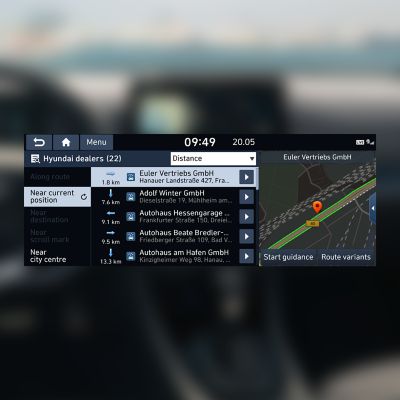 Screenshot of the dealership finder that's part of Hyundai's LIVE Services.	