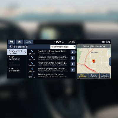 Screenshot van de Live POI-functie als onderdeel van Hyundai's LIVE Services.