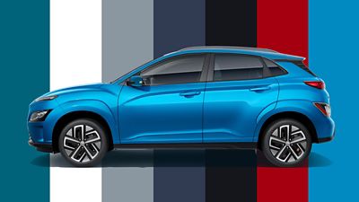 The colour range of the Hyundai Kona Electric with six new colours.