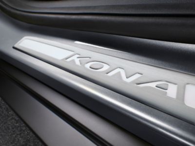 The Hyundai KONA stainless steel entry guards accessory.