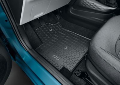 The all weather mats, with grey accent for the Hyundai i10.